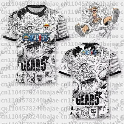 Hot Anime One Piece Luffy Gear5 Man Football Jersey Summer T-shirt men Vintage Fashion Sport Women pulovers kids' tops t-shirt