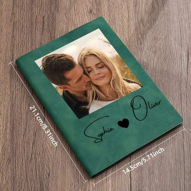 Customizable A5 Personalized Notebook - Personalized Your Name And Photo Couple Portrait