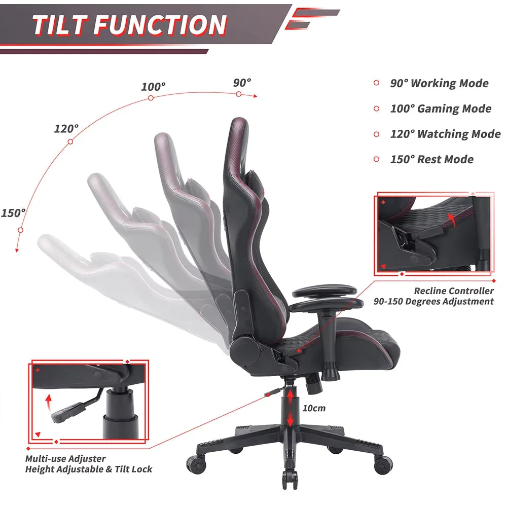 Customized Luxury PU Leather Ergonomic Adjustable Armrest Colorful Sillas Gamer RGB LED Computer Gaming Chair