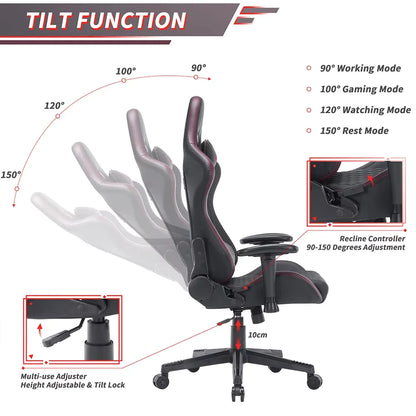 Customized Luxury PU Leather Ergonomic Adjustable Armrest Colorful Sillas Gamer RGB LED Computer Gaming Chair