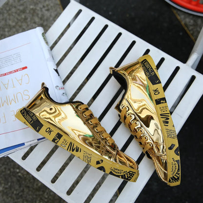 HotSale Gold Silver Sneakers Men Hip Hop Casual Unisex Shoes Tennis Luxury Running Shoes Clunky Sneakers Bigsize Streetwear Male