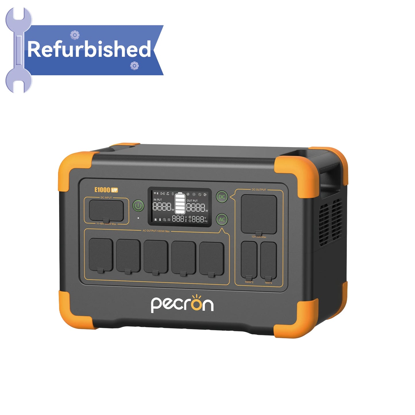 Refurbished-PECRON Portable Power Station E1000LFP, 1024Wh/1800W LiFePO4 Battery Backup, Solar Generator Expandable to 4096Wh, Fast Charging Power Station for Emergencies, Camping, RV, Home Use