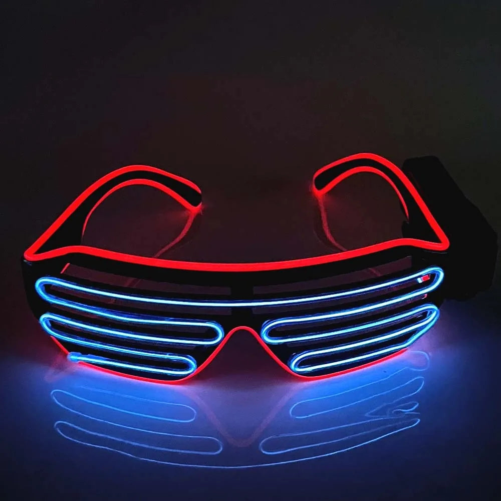 Fashion Wireless LED Glowing Glasses Cool Colorful Neon Glasses Glow-in-the-dark Double Colors Luminous Glasses Wedding Party