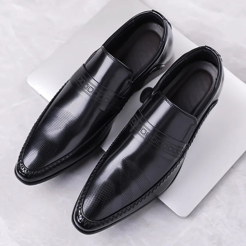 Spring Autumn Business Casual Shoes for Men Solid Color New Designer Men's Dress Shoes British Pointed Toe Leather Shoe Man