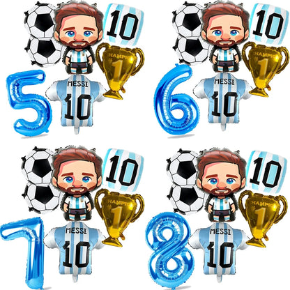 7pcs Messi Football Foil Globos Balloons Trophy Soccer Balloons Boy Birthday Party Decorations Sports Party Supplies Baby Shower