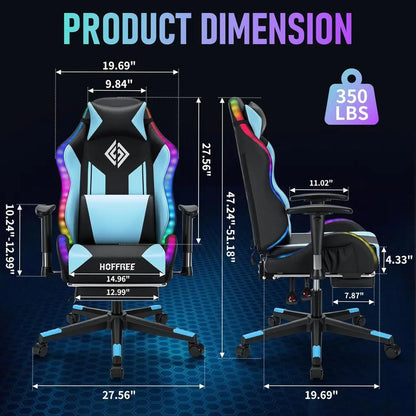 RGB LED Gaming Chair or Kids Reclining Gaming Chairs or Teens 8-15 Computer Chair with RGB Lights Kids PC Game Chair with ootres