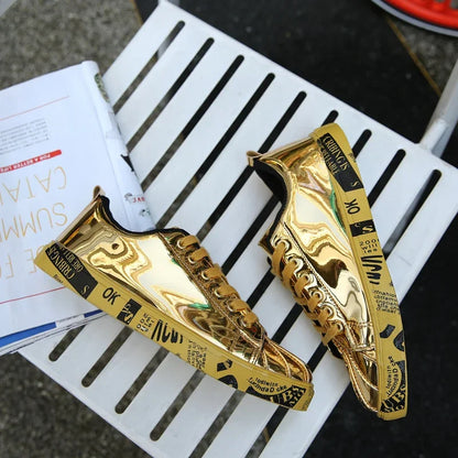 Women Gold Silver Sneakers Men Hip Hop Casual Unisex Tennis Luxury Running Shoes Clunky Trainers Bigsize Streetwear Footwear