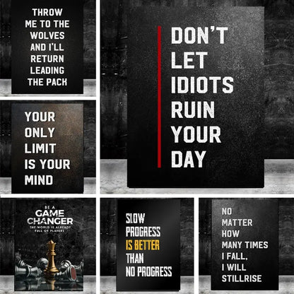 Inspirational Quotes Canvas Art  Black  White Motivational Posters for Office and Home Wall Decor