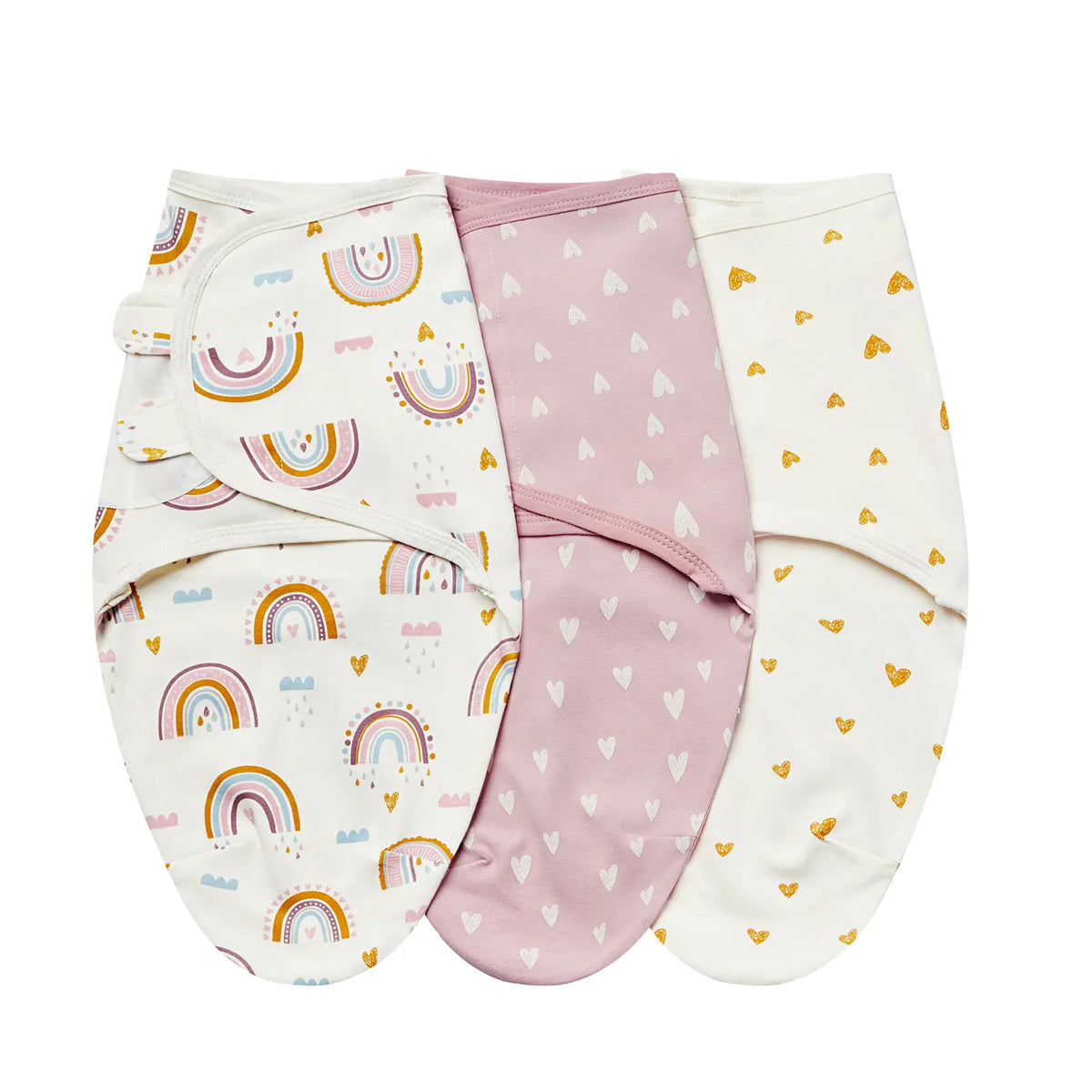 3Pcs Cute Newborn Baby Blankets Swaddles Set 100%Cotton Boys Girls Adjustable Swaddle Infant Swaddle for 0-6 Month