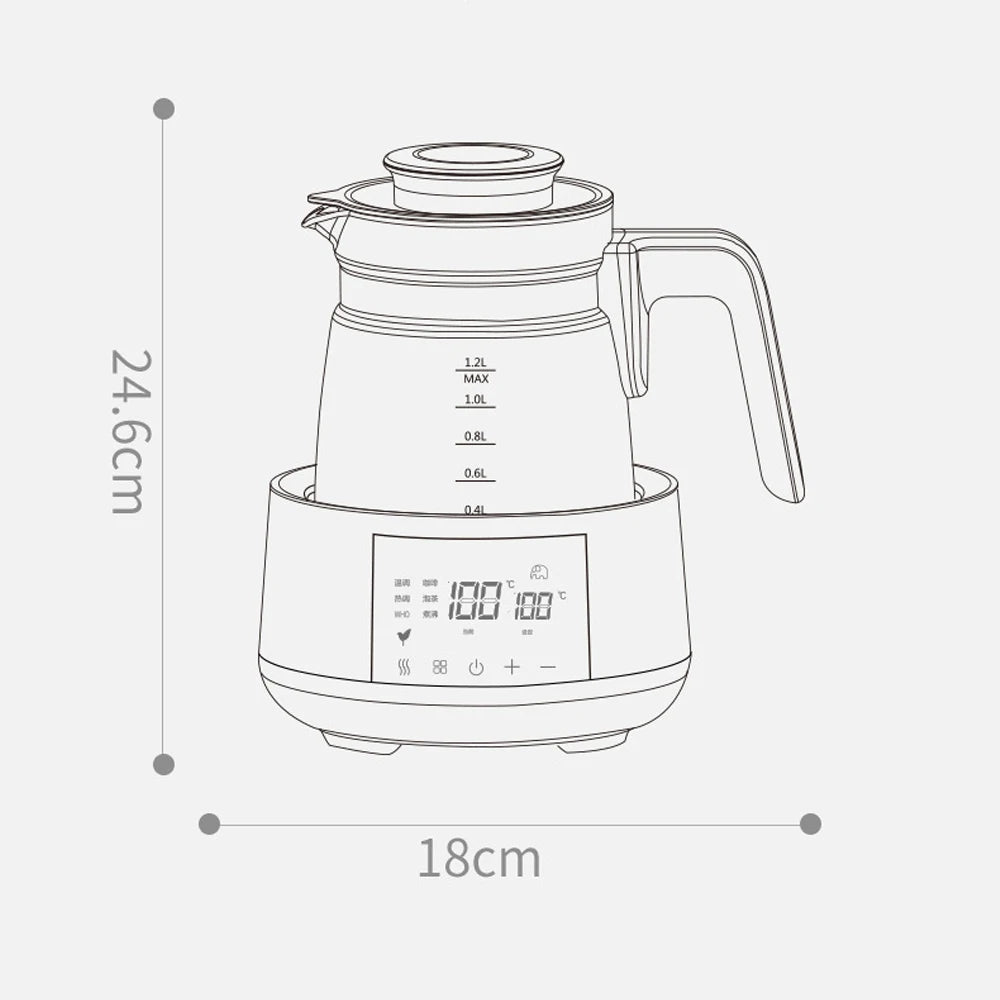 1.2l Electric Water Kettle Thermostatic Milk Regulator Baby