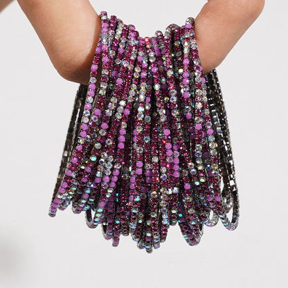 5pcs Fashion Colorful Acrylic Crystal Rhinestone Elastic Bracelet for