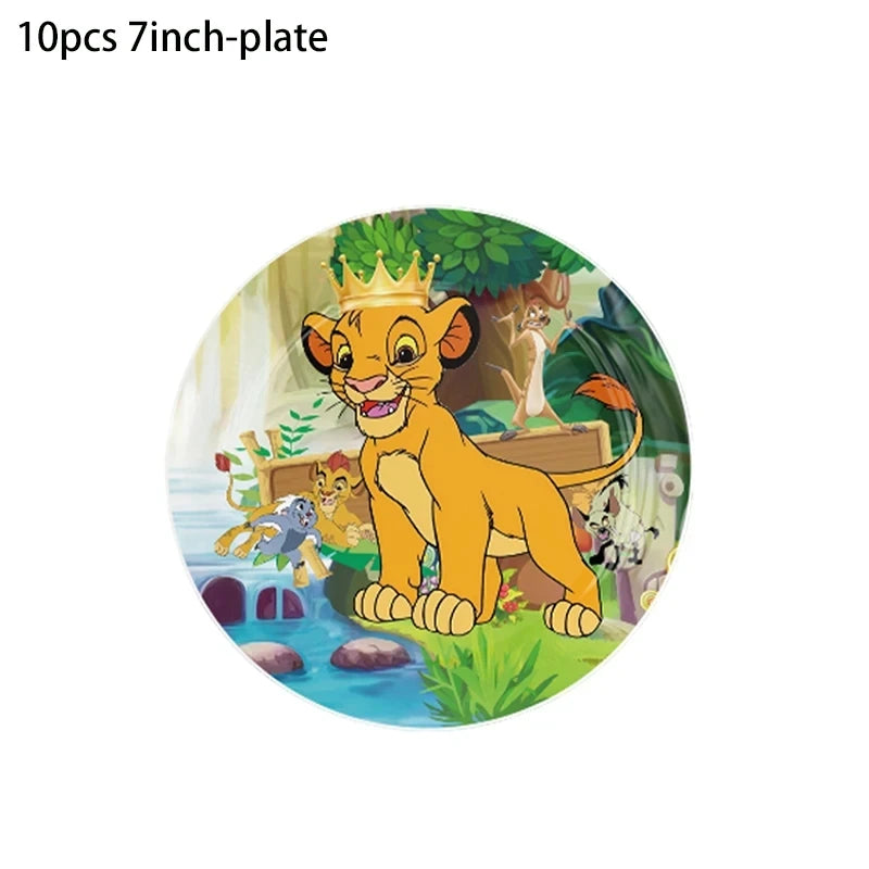Lions Thme Boy Birthday Party Decorative Supplies Paper Cup Plates Napkin Caketopper Balloon For  Baby Shower Parties Decoration