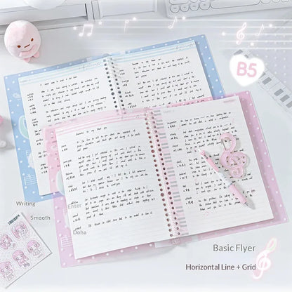 New Rosyposy Melody Loose Leaf Notebook Soft Cover B5 Ruled Grid Polka Dot Music Note For Office School Study Stationery