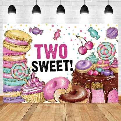 Donut Ice Cream Candy Photography Background 1st Birthday Party Decor Cake Table Banner Children Portrait Photo Studio Props