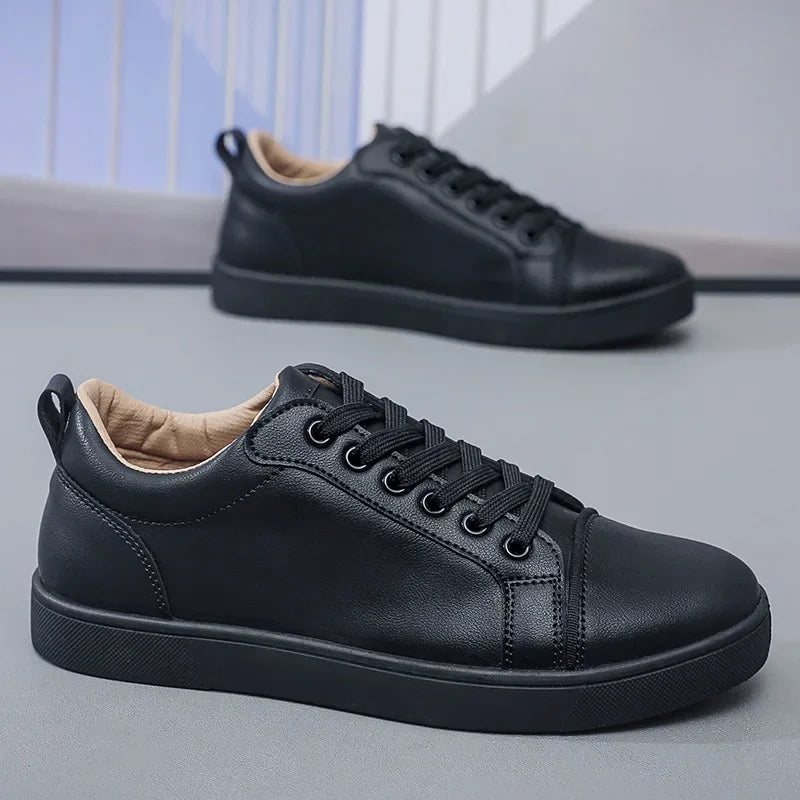 Men's Red Soled Casual Shoes Four Seasons Minimalist Board Shoe Mens Spring and Autumn Genuine Leather Sports Shoes Sneakers