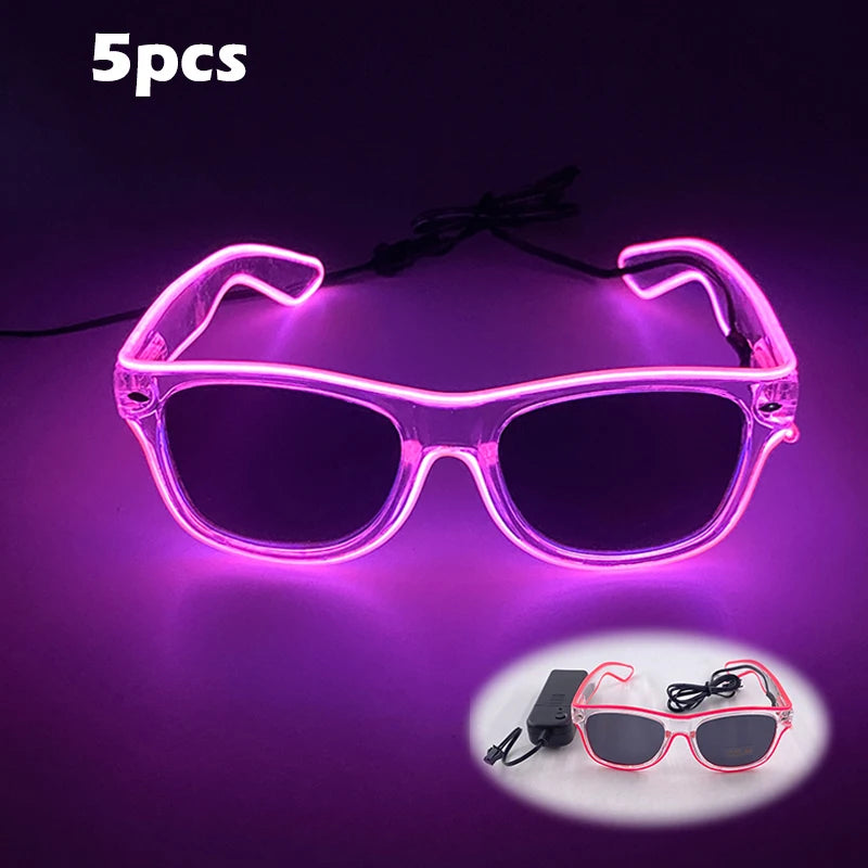 1PC Light Up LED Glasses Glow Sunglasses EL Wire Neon Glasses Glow in The Dark Party Supplies Neon Party Favors for Adults