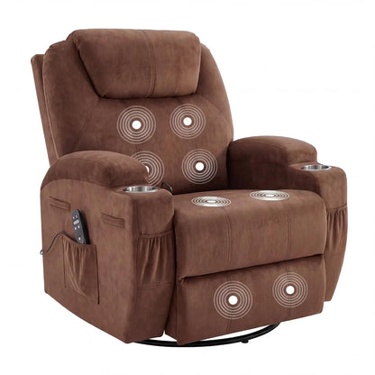 Small Swivel Rocker Recliner, Rocking Chair Recliner with Massage | 360 Upholstered Fabric Rocking Chair Recliner, Customized