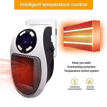 Fast Heating Portable Plug-in Wall Electric Heater Mini Radiator with Remote Control for Room Office Desk