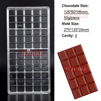 1Pcs Chocolate Molds Polycarbonate Candy Flowers Cube Oval Shape Confectionery Pans Trays Acrylic Baking Utensils Pastry Mould