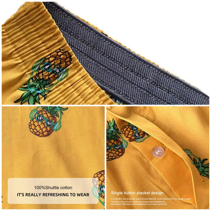 Men's Boxer Shorts Pineapple Lemon Print Panties Cotton Breathable Comfortable Underwear for Men Home Wear Sleepwear Underpants