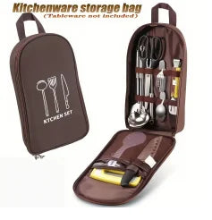 Outdoor Cooking Bag Camping Storage Bag Portable Cooking Utensil Organizer Pouch Picnic Bag Bag Only, No Utensils Included