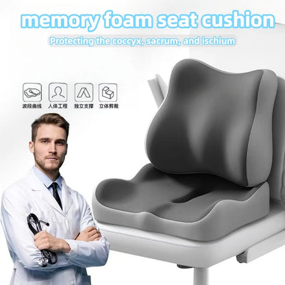 Memory Foam Seat Cushion Tailbone Sciatica Back Pain Relief Comfort Office Chair Car Seat Cushion Non-Slip Orthopedic MemoryFoam