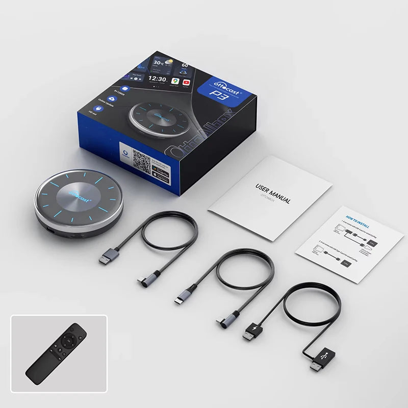 OTTOCAST P3 OttoAibox CarPlay AI Box Wireless Android Auto Smart TV Box Car Accessories for Benz Audi Kia Hyundai VW Toyota