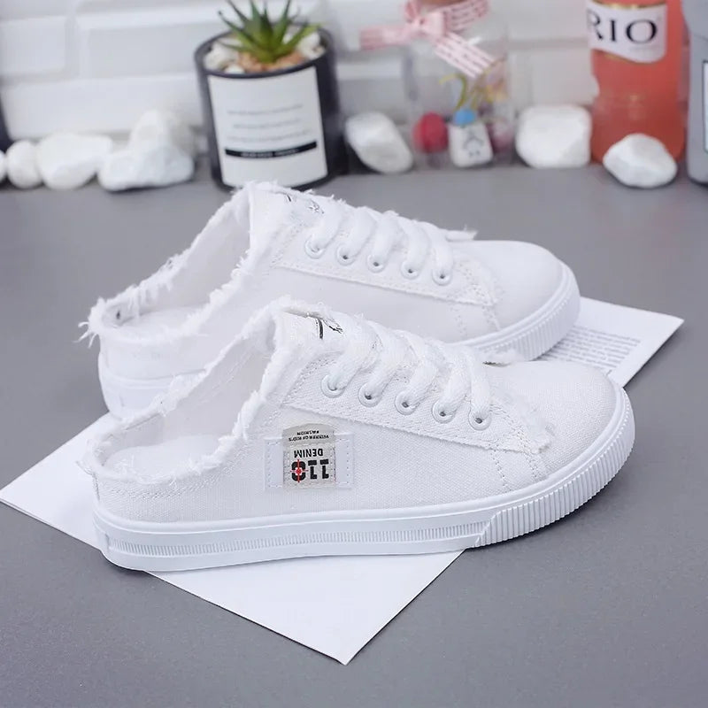 2024 Spring Summer Women Canvas Sneaker Low Top Denim Sneakers Ladies Lace-Up Flat Canvas Board Shoes Female Sapatos Femininos