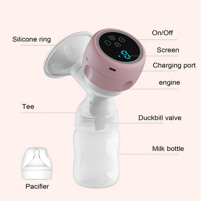 Intelligent Integrated Electric Breast Pump, High Suction Portable Painless Silent Breast Milk Pump for Postpartum Mothers