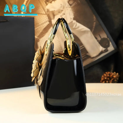 ABQP New Women's Handbag Large Capacity Shiny Fashionable Women's One-shoulder Crossbody Luxury Brand 3D Flower Women's Bag