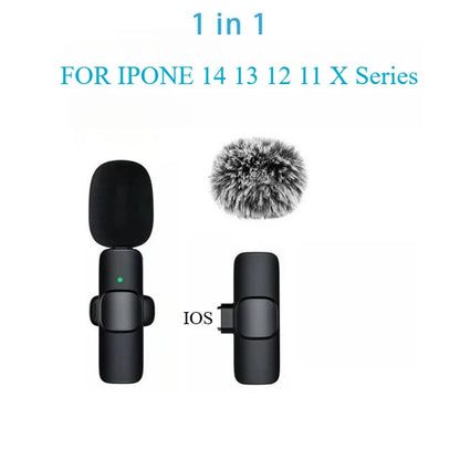 Basix 2.4G Wireless Lavalier Microphone Portable Audio Video Recording Mini Mic for iPhone Android Live Broadcast Gaming Phone