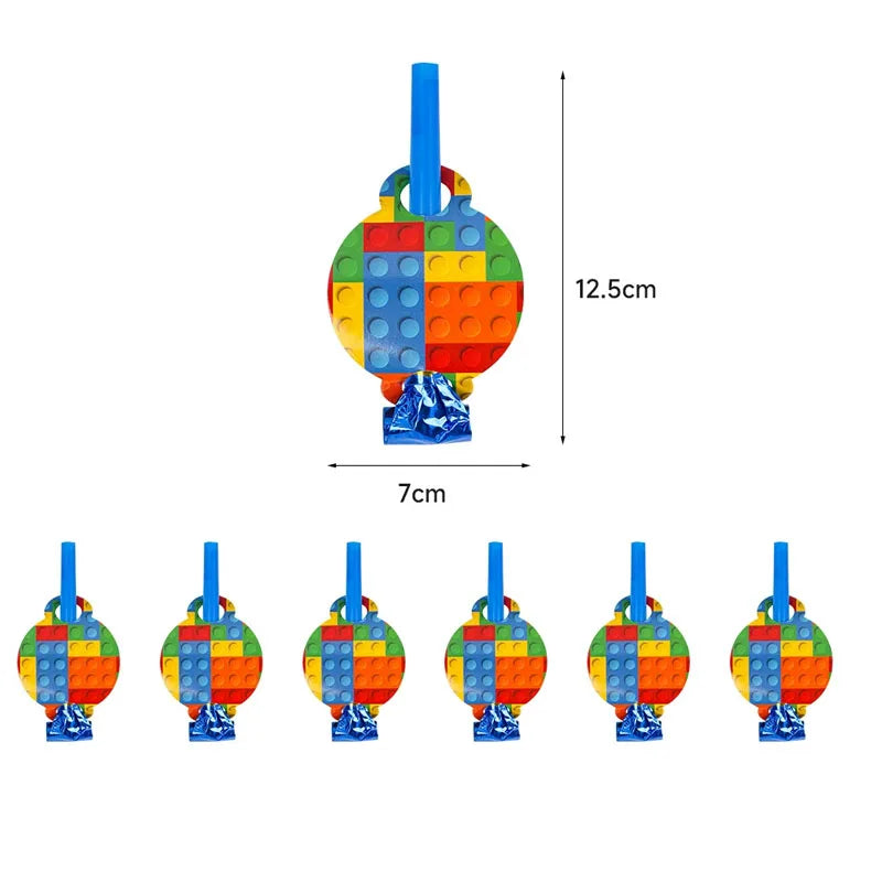 6PCS Building Block Party Blower Noisemaker Birthday Blow Horn Whistles Blowouts Noise Makers Wedding Birthday Party Favors Gift
