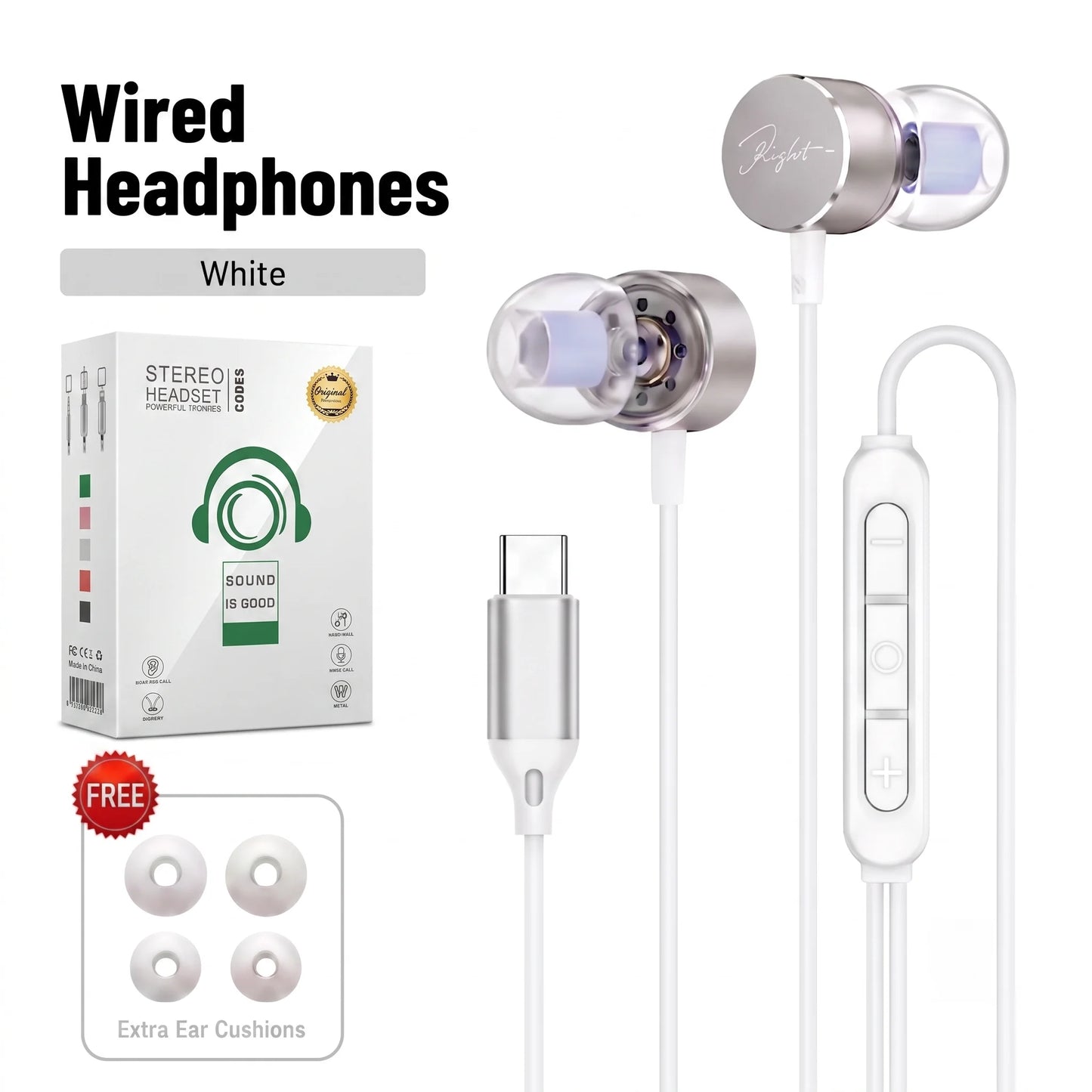 Wired Earphones 9D Surround Sound Type C Headphones Volume Control Headset With HD Mic Earbuds For iPhone 17 Pro Samsung Galaxy
