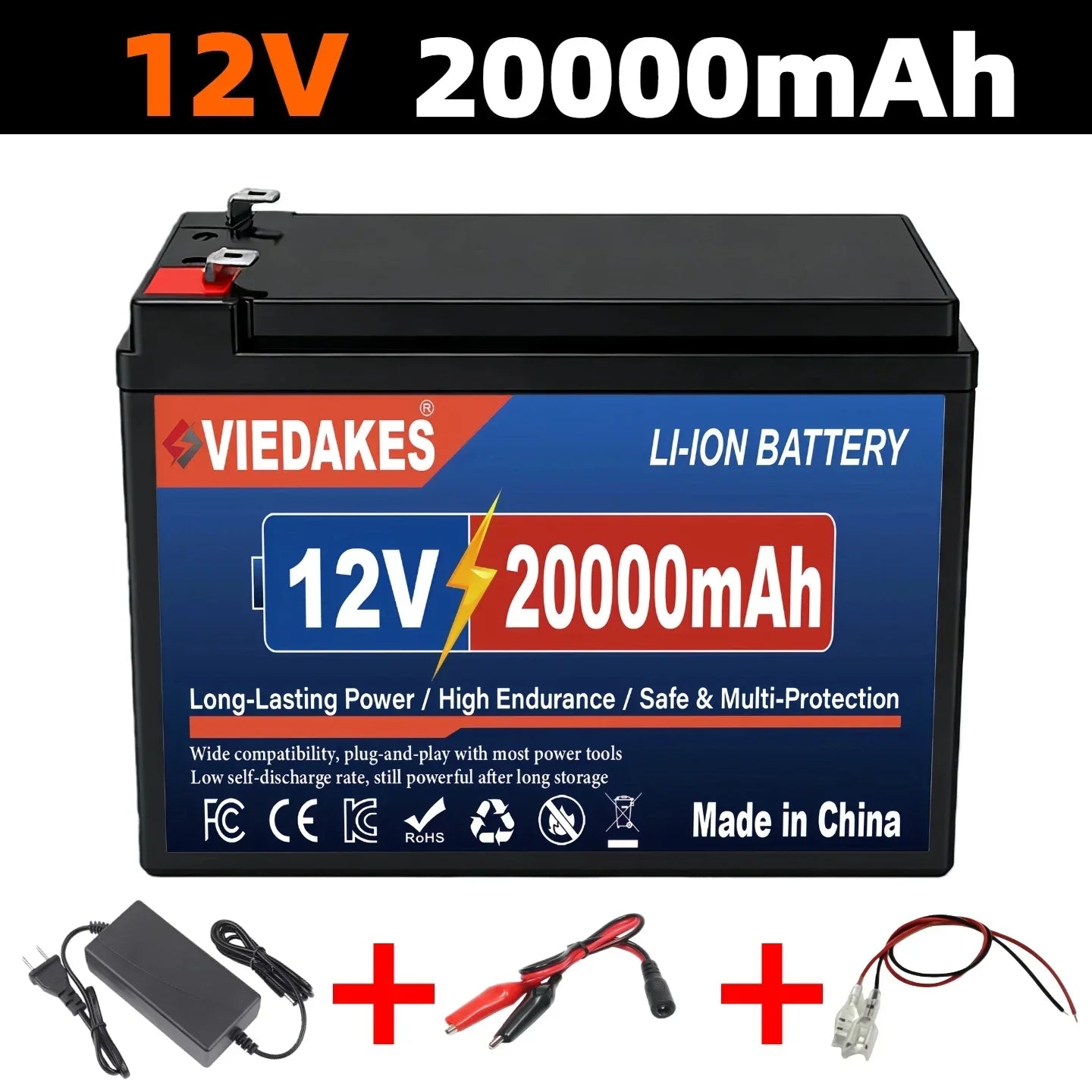 VIEDAKES Brand New 3S7P 12V 100Ah LiFePO4 18650 Battery Pack Power Bank Lightweight Design for Hiking Backpacking Trips