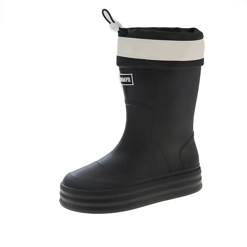 Women's Rain Boots Fashion Mid-calf Rubber Boots Outdoor Waterproof Garden Work Shoes Women's Rubber Galoshes Botas Lluvia Mujer