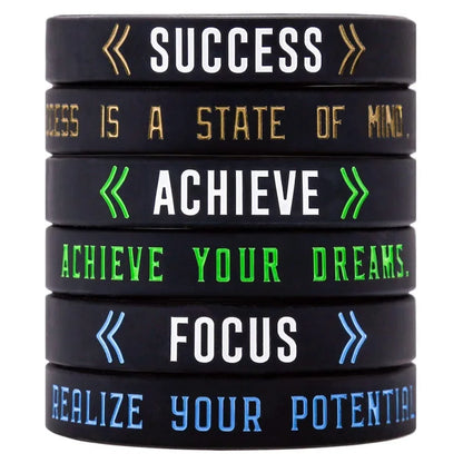 1pc/3pcs Motivational Quotes Success Achieve Focus  rubber bracelet silicone wristband