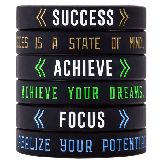 1pc/3pcs Motivational Quotes Success Achieve Focus  rubber bracelet silicone wristband
