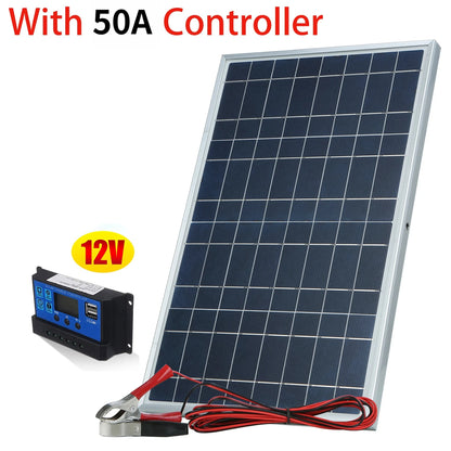 20W 12V Polycrystalline Solar Panel Kit Complete Portable Outdoor Rechargeable Solar Generator Cell Home Power System