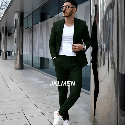 Gray Men's Suit 2 Piece Suit Summer Casual Jacket Pants Formal Wedding Tuxedo Groom Clothes Custom Color Blazer XS-5XL