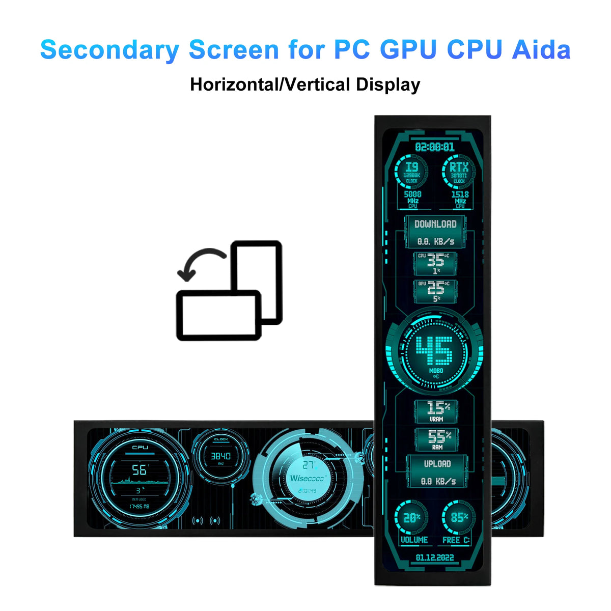 11.3/7.84/8.8 Inch Portable Monitor Long Stretched Strip Display 1920x440 IPS LCD Screen for Raspberry Pi AIDA64 PC Laptop