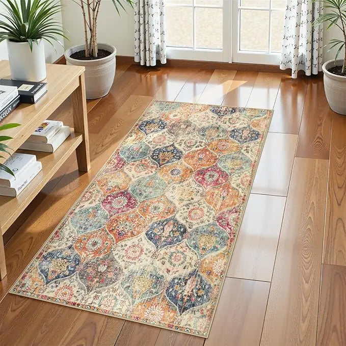 Bohemia Trellis Hallway Rug Runner Rug Kitchen for Hallways Vintage Carpet Bedroom Bathroom Entryway CreamMulti Runners Mats
