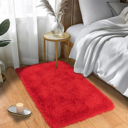 VIKAMA 50x80cm Red Wedding Carpet, Plush Bedroom Bedside Blanket, Proposal, Valentine's Day Party Decoration, Welcome Doormat