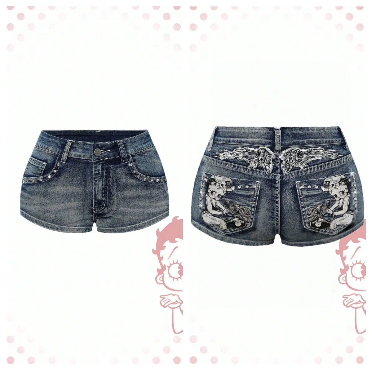 High Waist Distressed Denim Shorts Female Jeans Womens Jeans Shorts Vintage Y2K Punk Style Embroidered Hot Pants