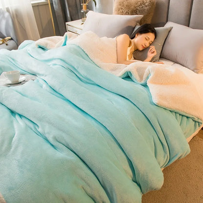 Sherpa Blanket Twin Warm Bed Blanket for Winter Cozy Soft Fuzzy Couch Throw Flannel Fleece/Wool Like Reversible Plush Blanket