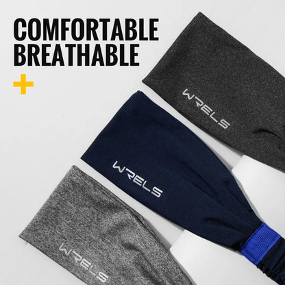 WRELS Sports Headbands Moisture Wicking Sweatbands for Running Breathable Headbands Elastic Non Slip Hairband for Women and Men