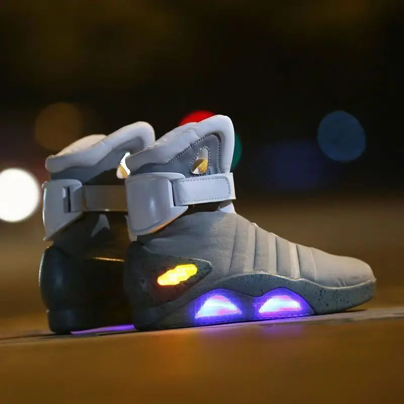 Remote Control LED Mag Shoes Fashion Light Up Sneakers  for Men Air Shoes USB Recharging Shoes Back To The Future Boots 1989