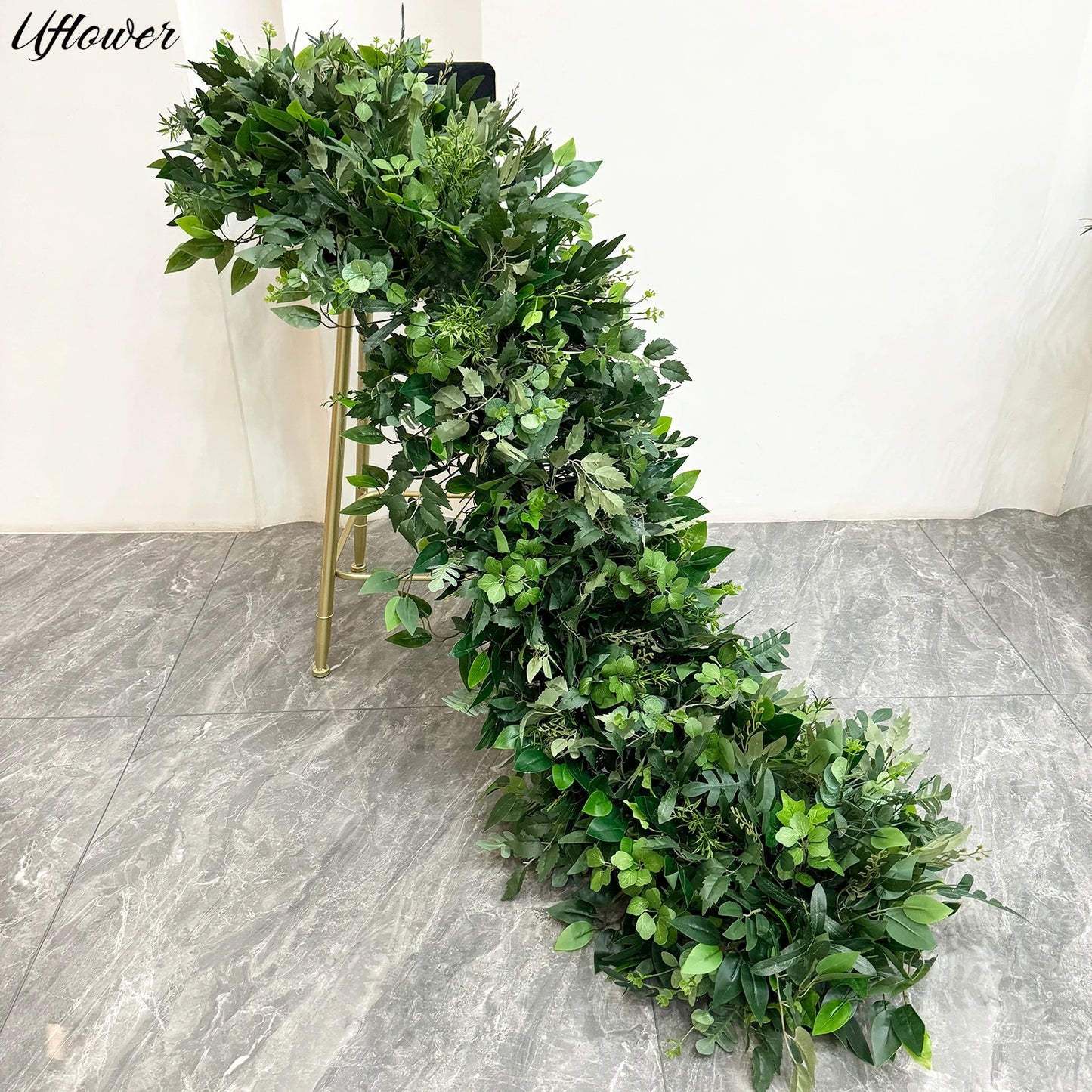 Uflower 2m Luxury Artificial Flowers Wedding Backdrop Table Long Runner Flower Row Floral Backdrop Arrangement Wall Arch Decor
