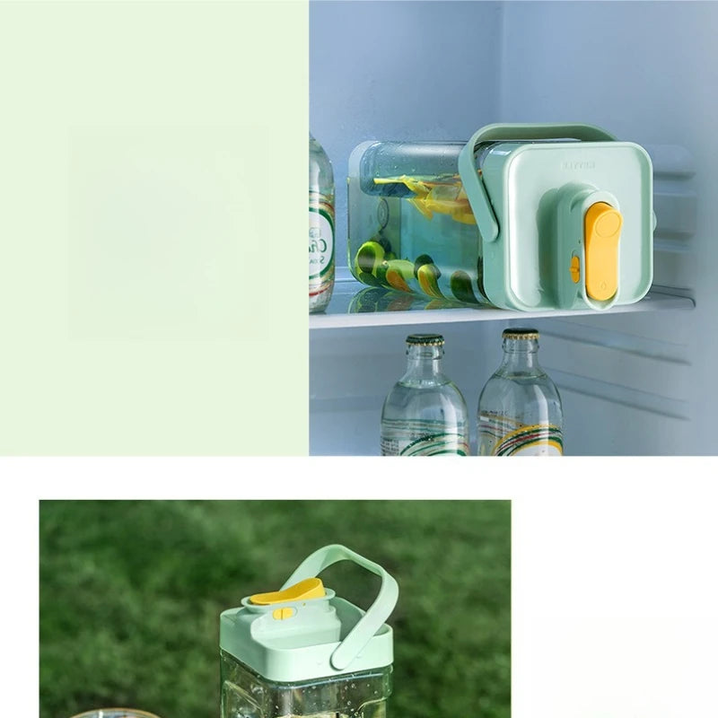 Cold Kettle Summer Flower Teapot with Faucet Refrigerator Cold Kettle Large Capacity Ice Kettle Beverage Bucket Outdoor