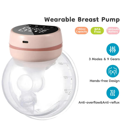 Hands-Free Electric Breast Pump 1PCS Portable Wearable Suction Breast Milk Collector Silent Comfort Breast Milking Machine USB