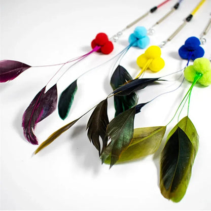 Cat Toy Spring Cat Toys Interactive Steel Wire Feather Toys for Cats Teaser Funny Feather Cats Toy Stick Plush Ball Pet Supplies